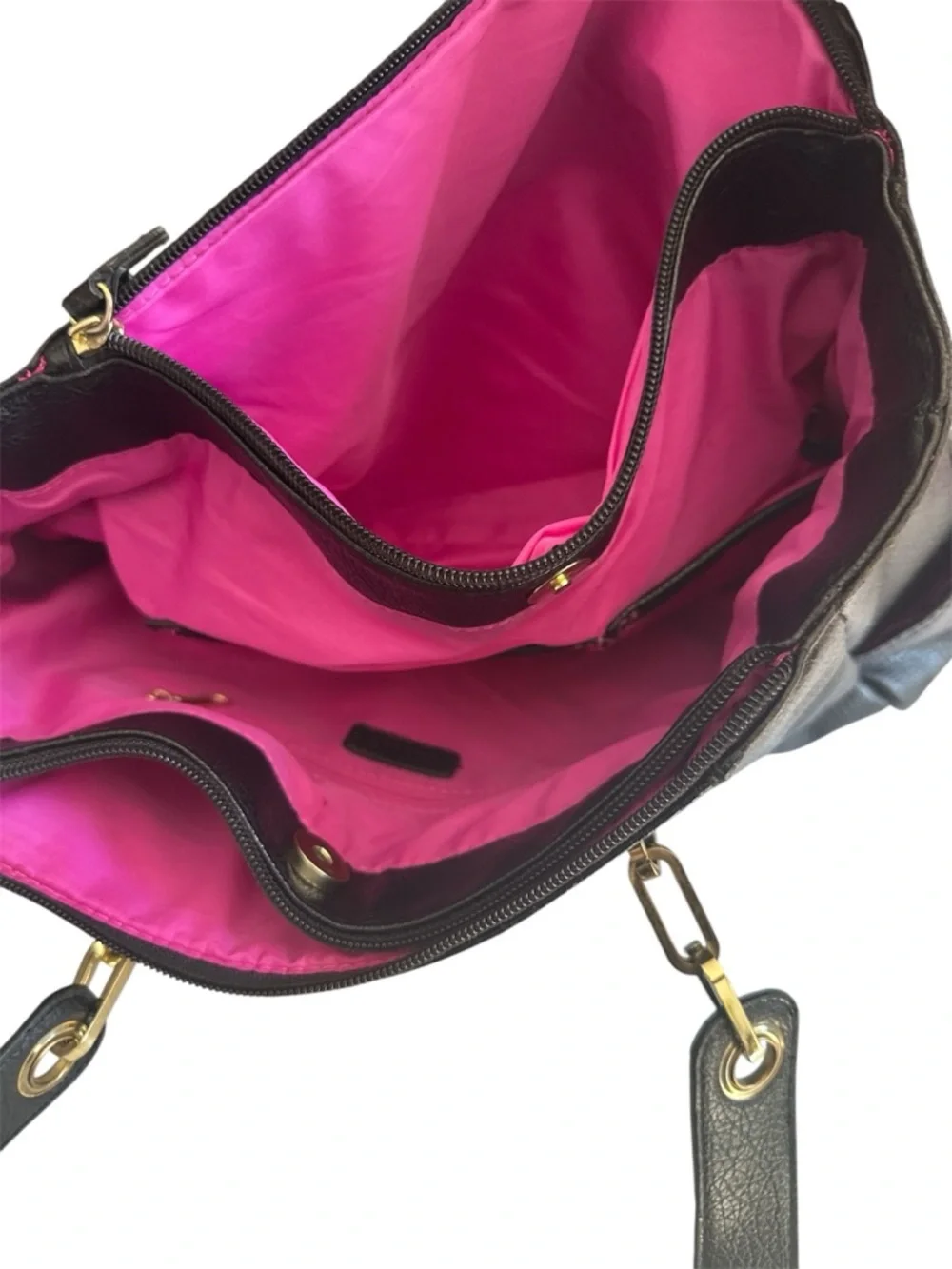 Nicole by Nicole Miller Black Satchel with Gold Accents